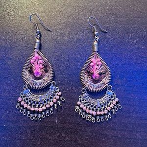 Colorful tear drop sold three earrings